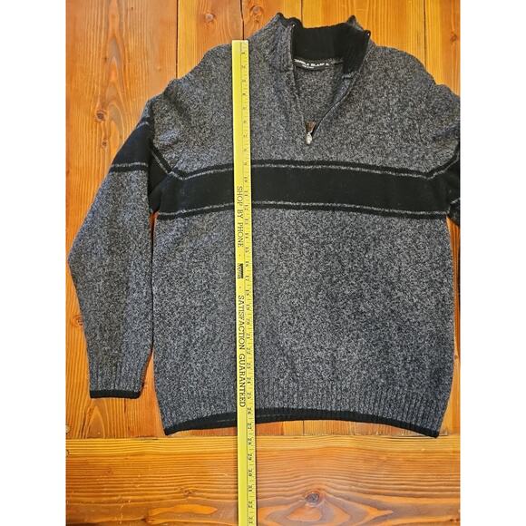 Daniele Blasi Italy Wool Sweater 1/4 Zip Neck Gray Striped Men's XL - Picture 3 of 6